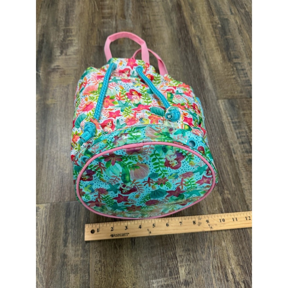 Disney Drawstring Backpack Unisex One Size Multicolor Floral Mesh Pocket - Picture 11 of 16